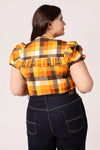 Darlene Orange Plaid Top by Hell Bunny