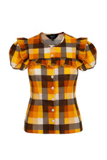 Darlene Orange Plaid Top by Hell Bunny