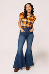 Darlene Orange Plaid Top by Hell Bunny