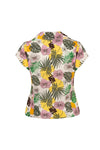 Benita Tropical Print Button Down Top by Hell Bunny