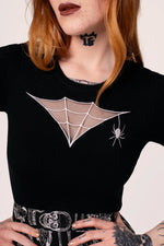 Cobweb Pullover Sweater Knit Top by Hell Bunny
