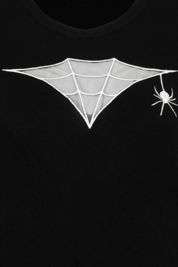 Cobweb Pullover Sweater Knit Top by Hell Bunny