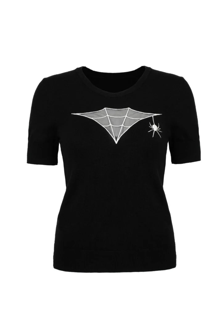 Cobweb Pullover Sweater Knit Top by Hell Bunny
