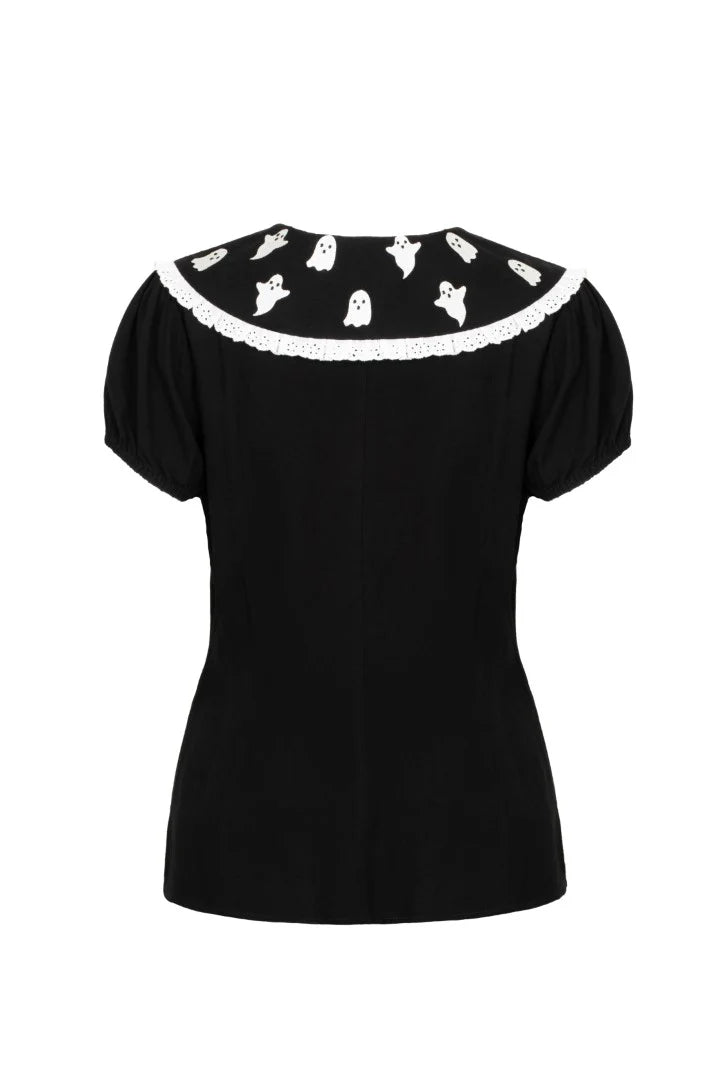 Phantomette Ghost Blouse by Hell Bunny