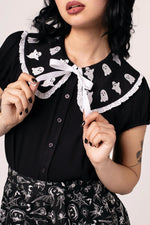 Phantomette Ghost Blouse by Hell Bunny