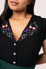 Winnie Embroidered Blouse by Hell Bunny