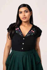 Winnie Embroidered Blouse by Hell Bunny