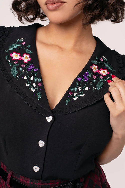 Winnie Embroidered Blouse by Hell Bunny