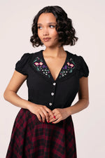 Winnie Embroidered Blouse by Hell Bunny