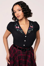 Winnie Embroidered Blouse by Hell Bunny