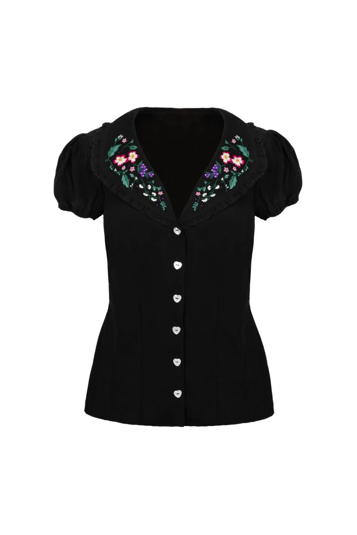 Winnie Embroidered Blouse by Hell Bunny
