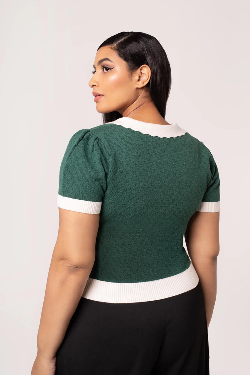 Mushroom Genevieve Sweater in Green by Hell Bunny