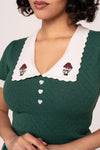 Mushroom Genevieve Sweater in Green by Hell Bunny
