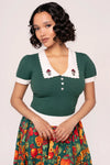 Mushroom Genevieve Sweater in Green by Hell Bunny