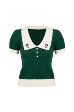 Mushroom Genevieve Sweater in Green by Hell Bunny