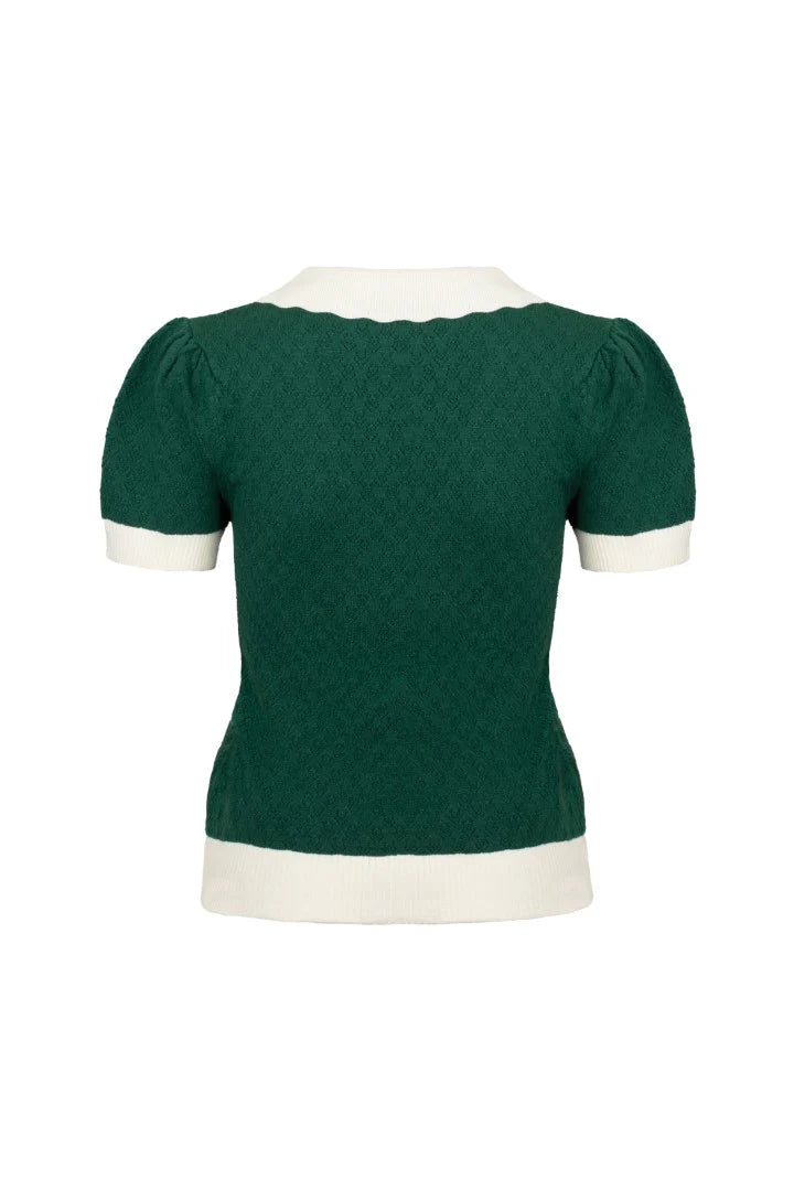 Mushroom Genevieve Sweater in Green by Hell Bunny