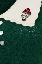 Mushroom Genevieve Sweater in Green by Hell Bunny
