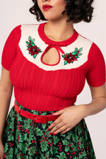 Poinsettia Sweater in Red by Hell Bunny
