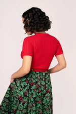 Poinsettia Sweater in Red by Hell Bunny