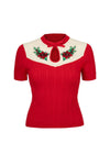 Poinsettia Sweater in Red by Hell Bunny