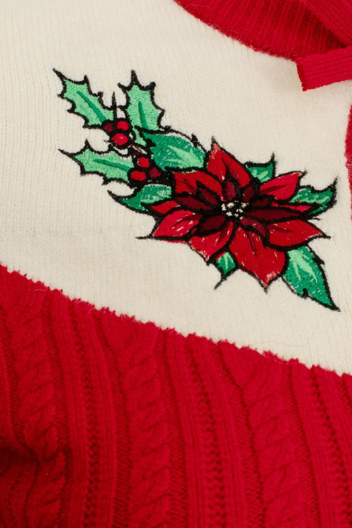 Poinsettia Sweater in Red by Hell Bunny
