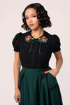 Squirrel Embroidered Chester Top by Hell Bunny