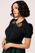 Squirrel Embroidered Chester Top by Hell Bunny