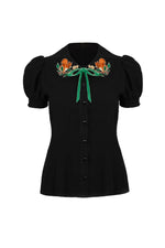 Squirrel Embroidered Chester Top by Hell Bunny