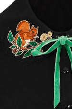 Squirrel Embroidered Chester Top by Hell Bunny
