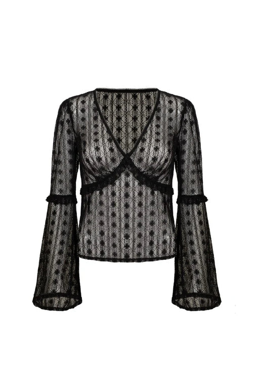 Black Lace Rhianne Top by Hell Bunny
