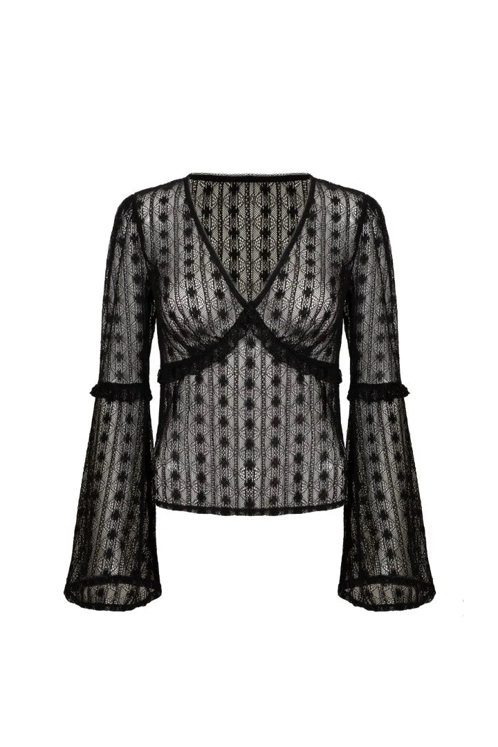 Black Lace Rhianne Top by Hell Bunny