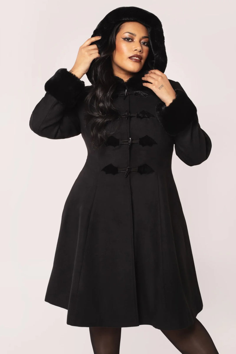 Bat Batilda Coat in Black by Hell Bunny