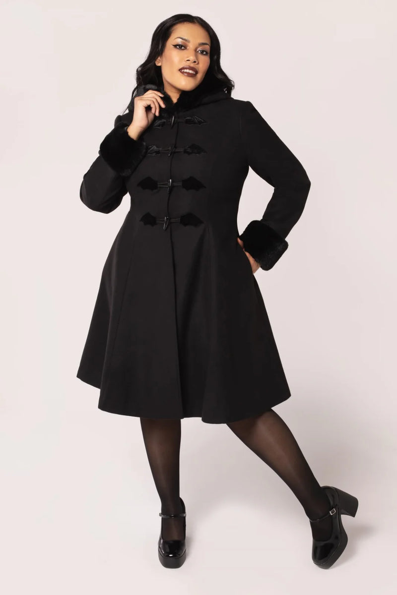 Bat Batilda Coat in Black by Hell Bunny