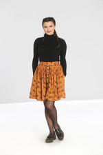 Vixey Pleated Mini Skirt in Caramel by Hell Bunny