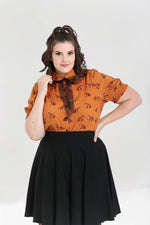 Vixey Short Sleeve Fox Top in Caramel by Hell Bunny
