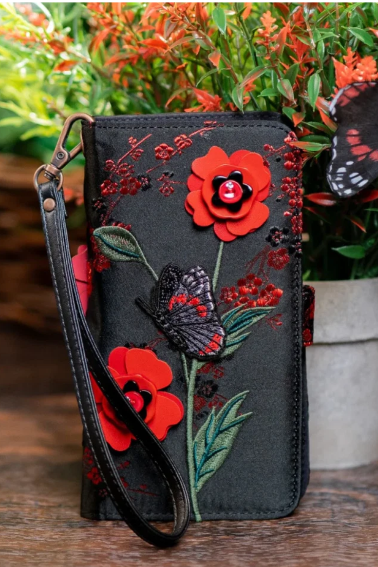 Butterfly Garden Universal Flip Phone Case Wallet by Vendula