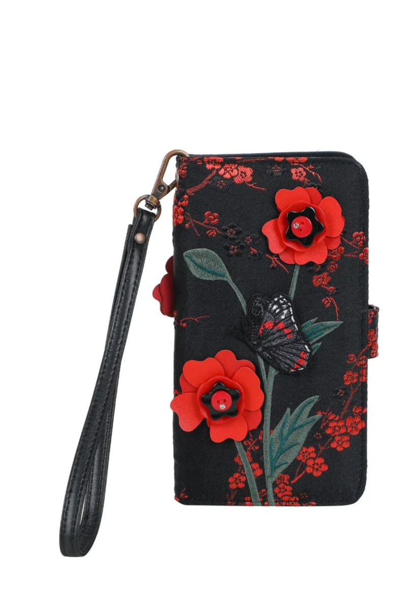Butterfly Garden Universal Flip Phone Case Wallet by Vendula