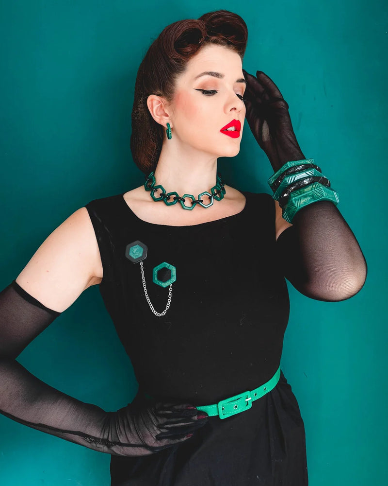 Jadeite Double Brooch by Splendette