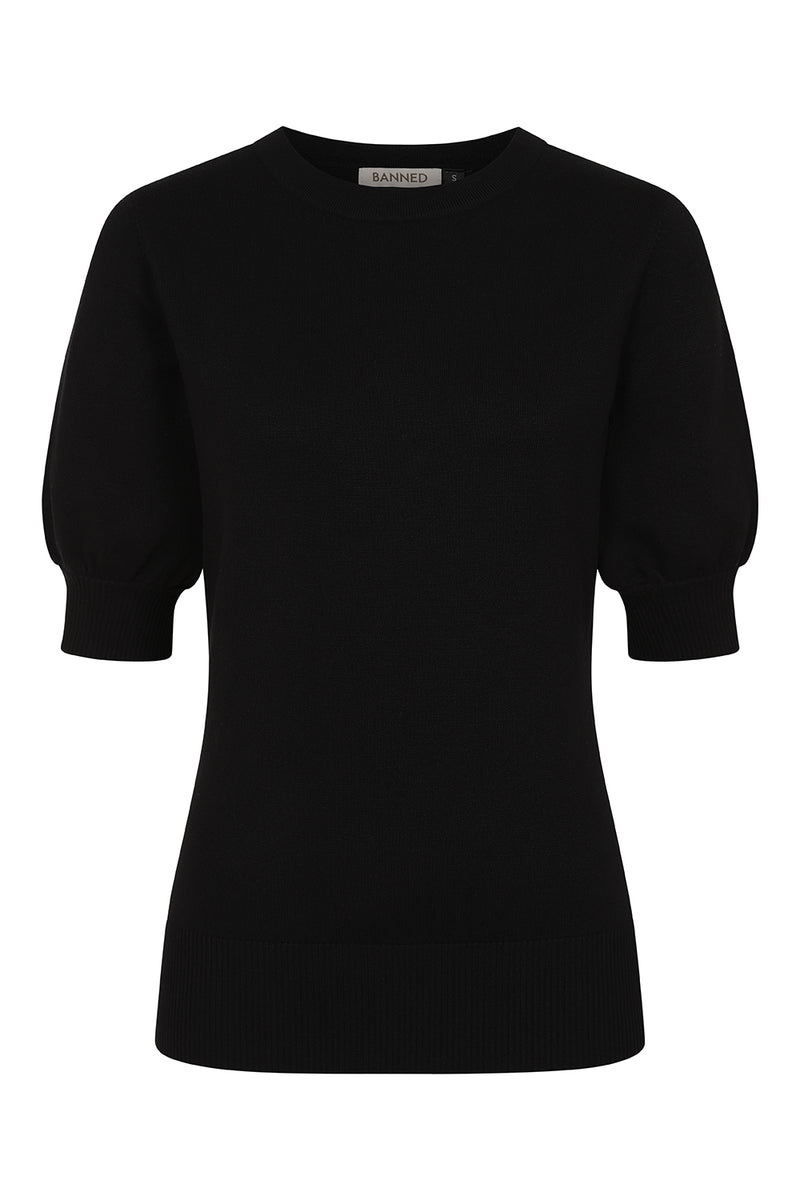 Black Short Sleeve Sweater by Banned