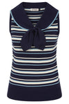 Navy Striped Maisie Sleeveless Sweater by Banned