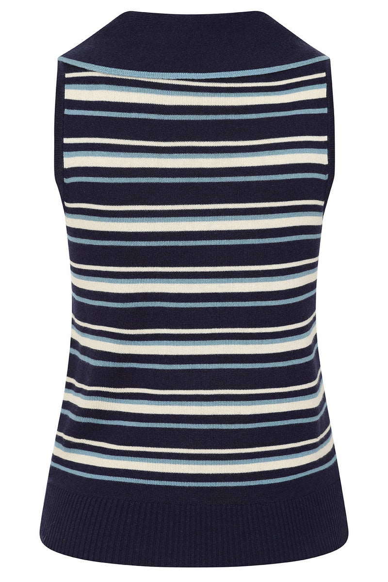 Navy Striped Maisie Sleeveless Sweater by Banned