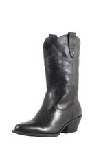 Black Leather Racketeer Cowboy Boots by Chelsea Crew