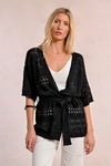 Crochet Belted Cardigan in Black by Molly Bracken