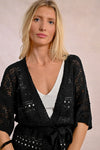 Crochet Belted Cardigan in Black by Molly Bracken