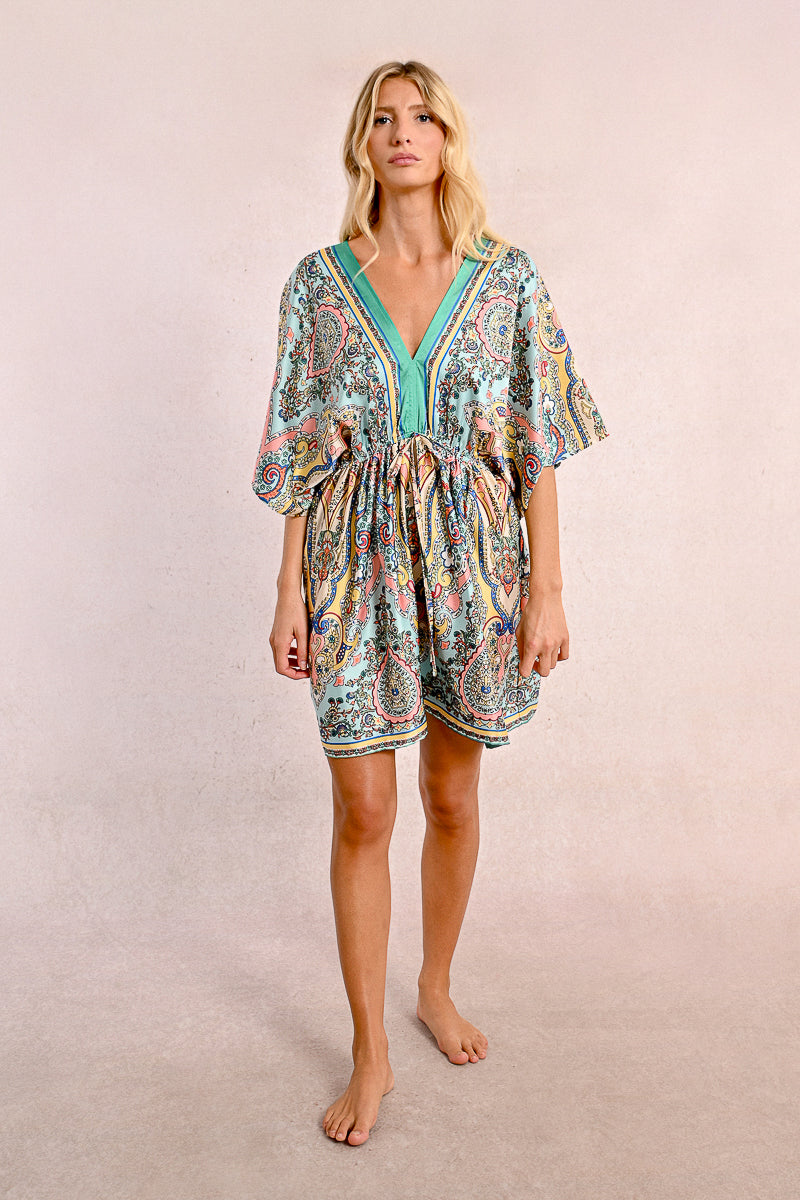 Paisley Silky Caftan Dress by Molly Bracken