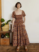 Ruby Floral Smocked Midi Teddy Dress by Mata Traders