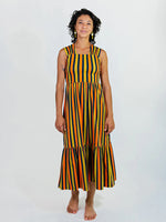 Navy and Chartreuse Stripe Opal Dress by Mata Traders