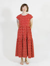 Red Micro Floral Tiered Jersey Dress by Mata Traders