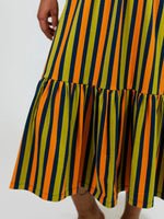 Navy and Chartreuse Stripe Opal Dress by Mata Traders