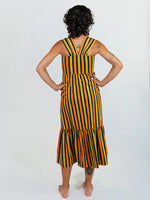 Final Sale Navy and Chartreuse Stripe Opal Dress by Mata Traders